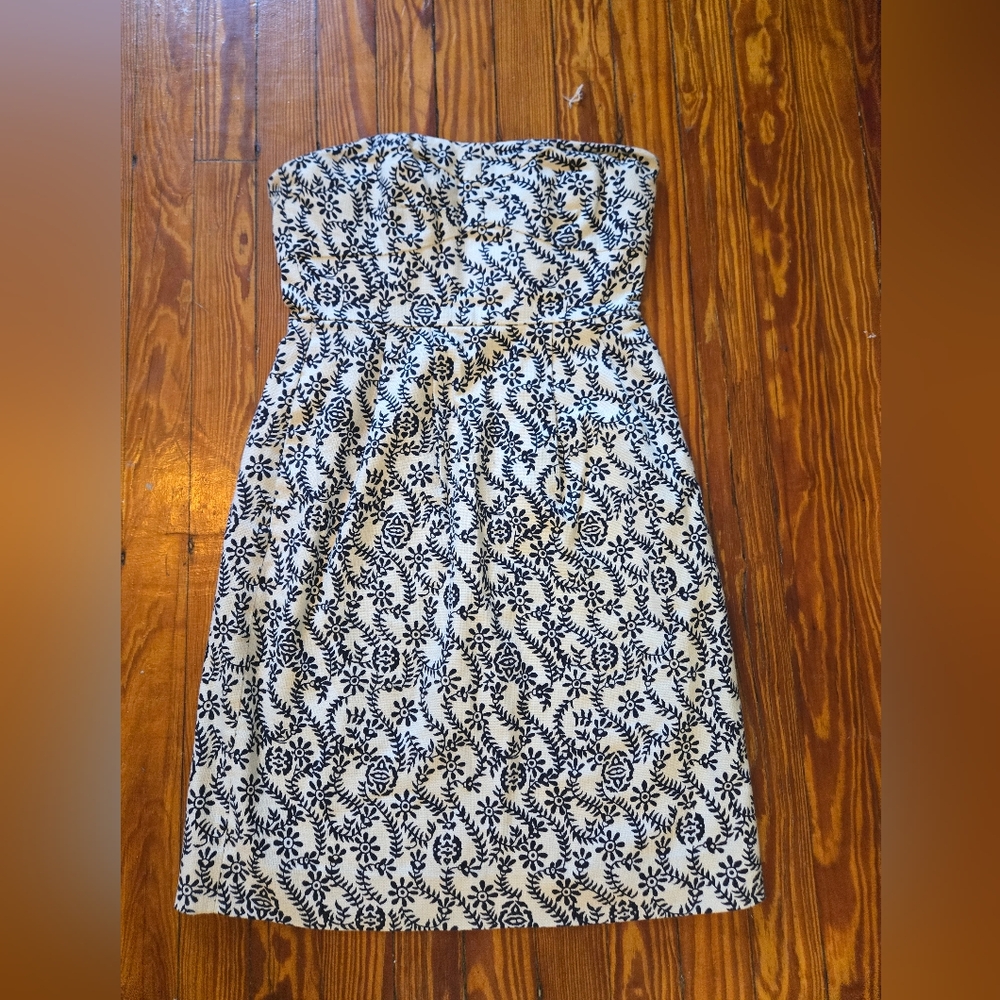 J. Crew Black and White Strapless Dress